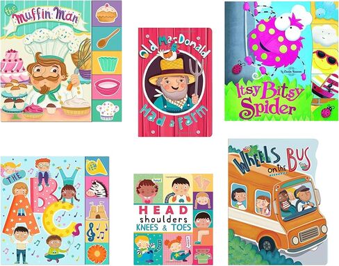 حزمة الكتب الكلاسيكية لقوافي الحضانة: The Muffin Man، الرأس والكتفين للركبتين وأصابع القدم، The ABC's، Old Macdonald، Itsy Bitsy Spider، Mary Had a Little Lamb - 6 كتب جذابة للمتعلمين الأوائل! in Saudi Arabia