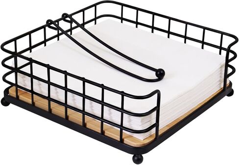 حامل مناديل مسطح باللون الأسود لبيت المزرعة الحديث مع قاعدة خشبية في المنتصف in Kuwait