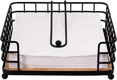 حامل مناديل مسطح باللون الأسود لبيت المزرعة الحديث مع قاعدة خشبية في المنتصف in Kuwait