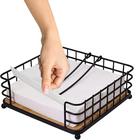 حامل مناديل مسطح باللون الأسود لبيت المزرعة الحديث مع قاعدة خشبية في المنتصف in Kuwait