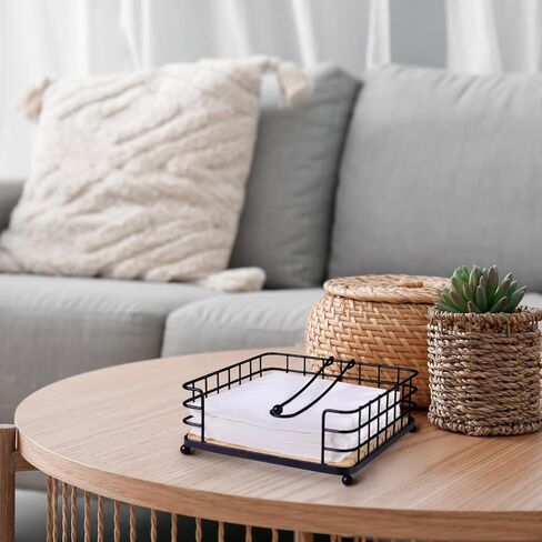 حامل مناديل مسطح باللون الأسود لبيت المزرعة الحديث مع قاعدة خشبية في المنتصف in Kuwait