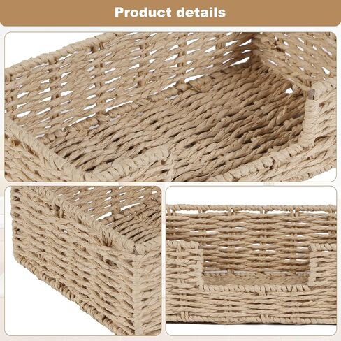 Set of 3 Ratten Napkin Holder for Table, Paper Rope Serving Tray for Paper Napkins, 3 Size Wicker Baskets for Kitchen Dining Room in Saudi Arabia