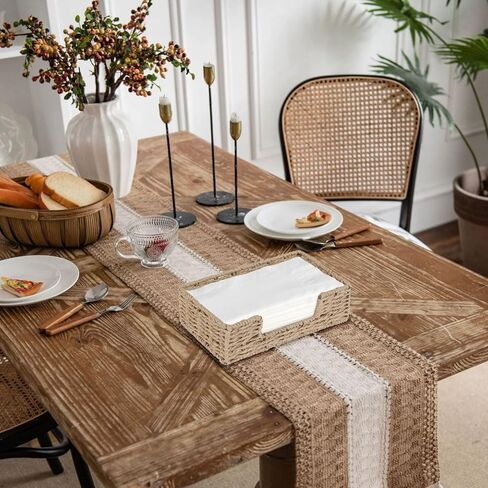 Set of 3 Ratten Napkin Holder for Table, Paper Rope Serving Tray for Paper Napkins, 3 Size Wicker Baskets for Kitchen Dining Room in Saudi Arabia