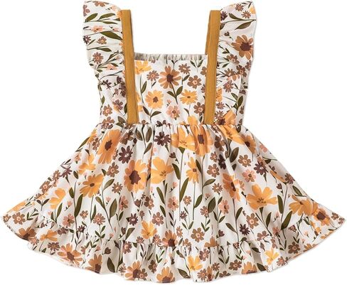 PATPAT Baby Girls Summer Sunflower Ruffle Sleeve Casual Beach Sundress Princess Skirt Clothes Summer Outfits Dresses in Saudi Arabia