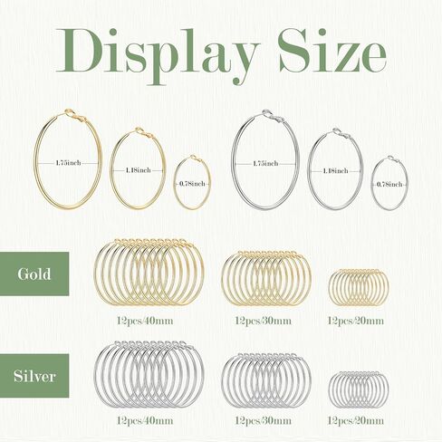 72Pcs Beading Hoop Earrings Finding, Hypoallergenic Round Earring Hoops, Open Beading Hoop Wires Earring Hooks for Jewelry Making DIY Crafts (Gold, Silver), RHE-G52 in Kuwait