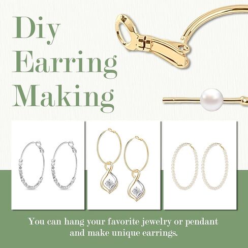 72Pcs Beading Hoop Earrings Finding, Hypoallergenic Round Earring Hoops, Open Beading Hoop Wires Earring Hooks for Jewelry Making DIY Crafts (Gold, Silver), RHE-G52 in Kuwait