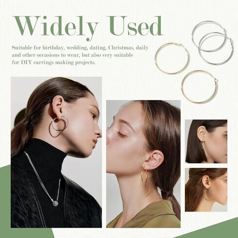 72Pcs Beading Hoop Earrings Finding, Hypoallergenic Round Earring Hoops, Open Beading Hoop Wires Earring Hooks for Jewelry Making DIY Crafts (Gold, Silver), RHE-G52 in Kuwait