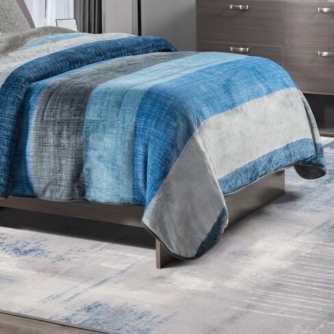 5x7 Abstract Rug, Washable Non-Slip Stain Resistance Modern Area Rugs, Low Pile Soft Non-Shedding Indoor Accent Rugs for Living Room, Bedroom, Dining Room (Denim Blue) in Saudi Arabia