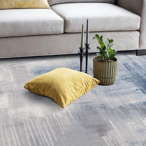 5x7 Abstract Rug, Washable Non-Slip Stain Resistance Modern Area Rugs, Low Pile Soft Non-Shedding Indoor Accent Rugs for Living Room, Bedroom, Dining Room (Denim Blue) in Saudi Arabia