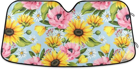 Windshield Sun Shade Sunflower Daisy Foldable Car Window Shade Blocks UV Rays Sun Visor Protector Sunshade in Saudi Arabia