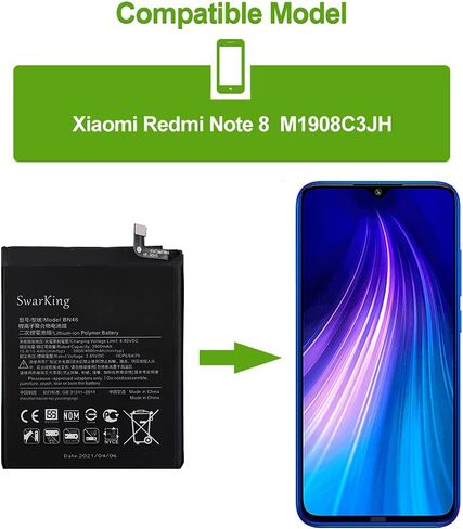 بطارية بديلة متوافقة مع BN46 Redmi Note 8 M1908C3JH M1908C3JG M1908C3JI & Note 8T M1908C3XG & Redmi 7 M1810F6LG M1810F6LH M1810F6LI مع مجموعة أدوات in Saudi Arabia