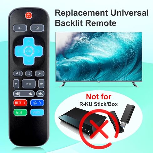 [عبوة من قطعتين] جهاز تحكم بإضاءة خلفية بديل عالمي لتلفزيون TCL Roku/Hisense Roku/Sharp Roku/Philips Roku/Onn Roku/Element Roku/Insignia Roku/Westinghouse Roku [ليس لـ Roku Stick/Box] in Kuwait