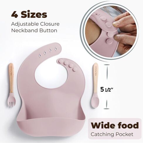 Set of Silicone Feeding Set 6 in 1 and Educational Montessori Toys, for Baby and Infant Toddlers (Rose Pink) in Saudi Arabia