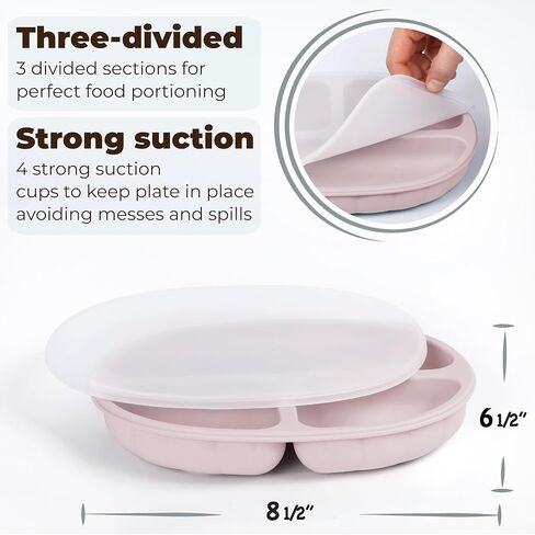 Set of Silicone Feeding Set 6 in 1 and Educational Montessori Toys, for Baby and Infant Toddlers (Rose Pink) in Saudi Arabia