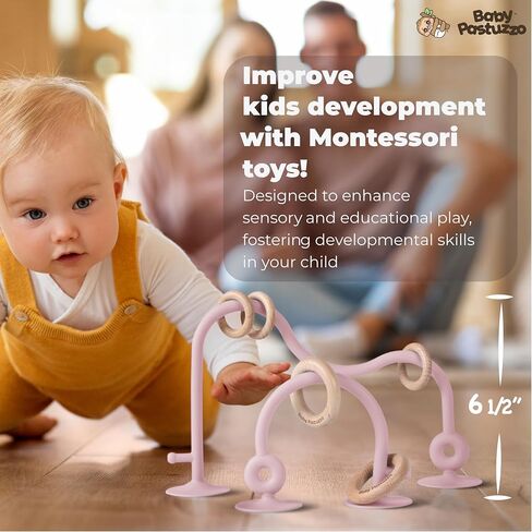 Set of Silicone Feeding Set 6 in 1 and Educational Montessori Toys, for Baby and Infant Toddlers (Rose Pink) in Saudi Arabia