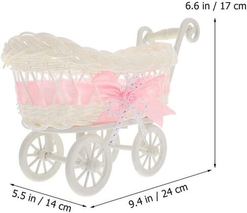 Zerodeko 2pcs Imitation Rattan Woven Basket, Cart Shape Candy Storage Basket Mini Woven Flower Baskets Baby Stroller Shape Wedding Favor Baskets in Saudi Arabia