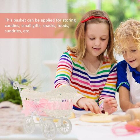 Zerodeko 2pcs Imitation Rattan Woven Basket, Cart Shape Candy Storage Basket Mini Woven Flower Baskets Baby Stroller Shape Wedding Favor Baskets in Saudi Arabia