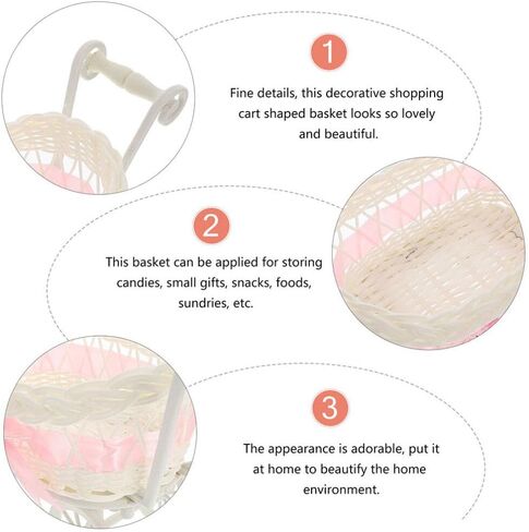 Zerodeko 2pcs Imitation Rattan Woven Basket, Cart Shape Candy Storage Basket Mini Woven Flower Baskets Baby Stroller Shape Wedding Favor Baskets in Saudi Arabia