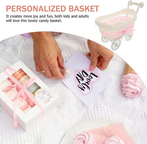Zerodeko 2pcs Imitation Rattan Woven Basket, Cart Shape Candy Storage Basket Mini Woven Flower Baskets Baby Stroller Shape Wedding Favor Baskets in Saudi Arabia