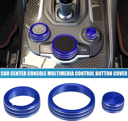 Car Center Console Multimedia Control Button Cover for Alfa Romeo Giulia Stelvio 2017-2019 Blue (Set of 3) in Saudi Arabia