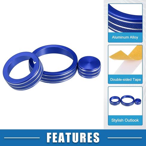 Car Center Console Multimedia Control Button Cover for Alfa Romeo Giulia Stelvio 2017-2019 Blue (Set of 3) in Saudi Arabia