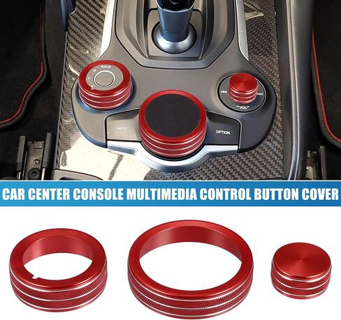 Car Center Console Multimedia Control Button Cover for Alfa Romeo Giulia Stelvio 2017-2019 Blue (Set of 3) in Saudi Arabia