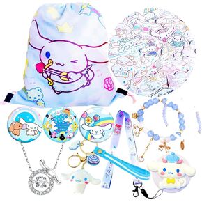 مجموعة هدايا Cinnamoroll Merchandise Stuff للفتيات، ملحقات كلب سينامو اللطيفة بما في ذلك حقيبة ظهر برباط، حبل شارة، سلسلة مفاتيح لطيفة، حامل هاتف، قلادة، سوار ساحر، ملصقات in Kuwait
