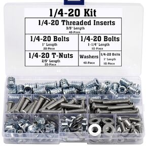 1/4-20 Threaded Inserts for Wood with Bolts Fully Threaded Button Head Hex Socket Screws 2" and Washers 40-Set