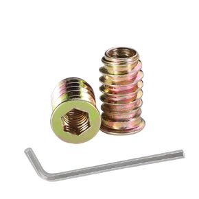 1/4"-20 * 15mm Threaded Inserts for Wood Hex Drive Threaded Insert Nuts for Wooden Furniture and Products-60PCS