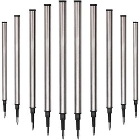 10 Pieces Replaceable Ballpoint Pen Refills Medium Point Metal Refill Smooth Writing Black or Blue Ink Pen Refills 0.5 mm (10 Black 0.5mm Refills)