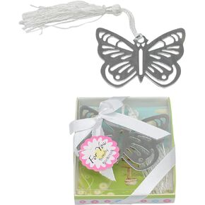 12 Pcs Silver Butterfly Metal Bookmarks with Gift Box, for Baby Shower Return Gift and Wedding Favors Gift (12)