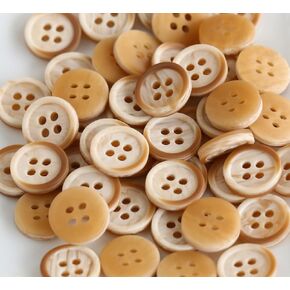 100pcs 0.46 Inch(11.5mm) Small Size Round Resin Buttons 4-Hole Flatback Dark Brown Color Buttons for Shirts Blouse Garments DIY Crafts Decoration