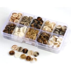 100pcs 0.46 Inch(11.5mm) Small Size Round Resin Buttons 4-Hole Flatback Dark Brown Color Buttons for Shirts Blouse Garments DIY Crafts Decoration