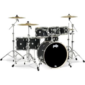 Pacific Drums & Percussion Drum Set PDP Concept Maple 7-Piece, Satin Black Shell Pack (PDCM2217BK)
