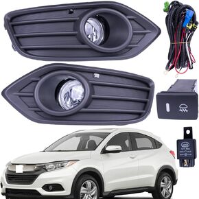 One Set Fog Light Lamps Compatible with Honda HR-V HRV 2019-2022 with Covers + Switch + Brackets + Wiring Kit ‎replaces 71105T7AJ10 71106T7AJ10 71107T7AJ00 71108T7AJ00
