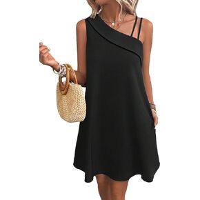 COZYEASE Women's Summer Dress Sleeveless Asymmetrical Short Tunic Dress Loose Sundress Casual Dress for Women in Saudi Arabia