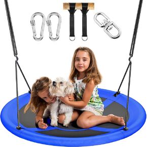 43" Saucer Tree Swing for Kids Adult, 700lbs Weight Capacity, Waterproof Flying Saucer Swing with Adjustable Hanging Straps, Swing Seats for Backyard Outdoor Indoor Playground, Blue