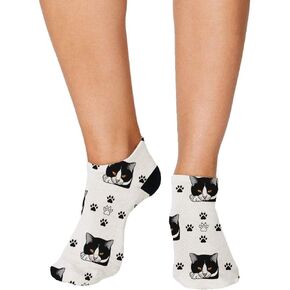 No Show Socks Tuxedo Cat Head Paws A Polyester Ankle Socks Women & Men Crazy Fun Socks 1 Size