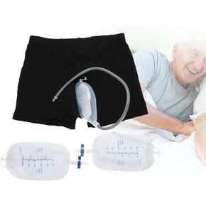 Urinal Reusable Male Male Urinal Bag Pee Bag Portable Wearable Men's Urinal Elastic Waistband Toilet Elastic Waistband Urine Replacement Collector (S)