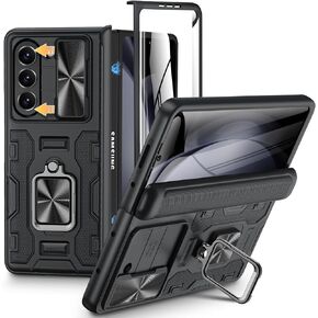VEGO for Samsung Z Fold 5 Case, Galaxy Z Fold 5 Case with Slide Camera Cover & Screen Protector Built-in 360° Magnetic Kickstand Drop Protection Case for Samsung Galaxy Z Fold 5 5G 2023 - Black