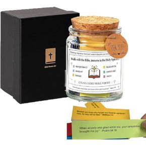 Bible Verses in Jars,Glass Colorful Bible Verse Jars,Christian Gift Scripture Prayer Jars,Hope Jar Bbible Verses,Bible Verses for Emotions and Feelings,Bible Faith Based Father's Day Gifts (A)