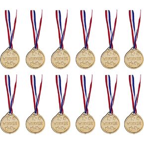 Windy City Novelties 12 Pack - Gold Winter Olympic 2022 Award Winner Medals for Kids Bulk - Party decorations