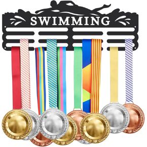 SUPERDANT Swimming Medal Hanger Display Holder Sport Iron Hook Rack Frame Medal Ribbon Wall Mounted Award Ribbon Hanger Holder Competition Metal Medal Hook for Swimmer Athlete Race