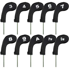 Andux Golf Iron Club Head Covers with Zipper 10pcs/Set for Left Handed Players