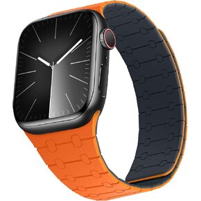Compatible with Apple Watch Band 49mm 45mm 44mm 42mm 41mm 40mm 38mm, Silicone Magnetic Adjustable Loop Strap for iWatch Ultra 2 Ultra Series 9 8 7 SE 6 5 4 3 2 1 (49/45/44/42, Black Gray) in Saudi Arabia