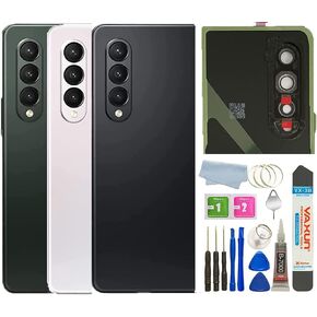 N&J Z Fold 3 Back Glass Cover Replacement for Samsung Galaxy Z Fold 3 5G Back Glass Housing Cover Photo Frame with Back Cover W/Pre-Installed Tape + Tools (Phantom Black)