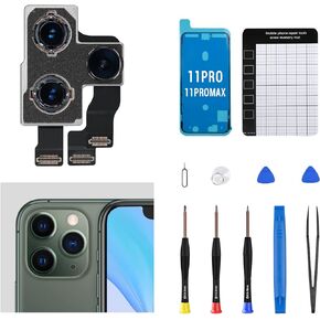 for iPhone 11 Pro Max Main Rear Back Camera Replacement OEM for iPhone 11 Pro New 12MP HD Video HDR Photo Lens Module 4K Video Digital Zoom Image Repair Assemble Fix Tool Kit A2160 A2217 A2215