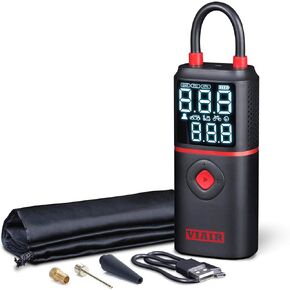 VIAIR EVC - Every Vehicle Carry™ Rechargeable Tire Inflator Portable Air Compressor with LED Light, Electric Air Pump for Cars, Bicycles, Motorcycles, Digital LED Display with preset function