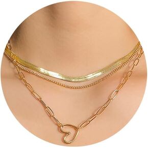 IFKM Layered Gold Choker Necklaces For Women Girls, 14k Gold Plated Pendant Necklace Trendy Dainty Chain Layered Choker Necklaces Fashion Jewelry Gift…