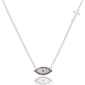 DS Evil Eye Cross Necklace for Women 18k Gold Plated Chocker Necklace Dainty Lucky Jewelry Gift for Wife Girlfriend Mom daughter